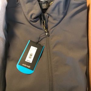 Big and Tall mens grey mid weight zip vest stretch softshell 4XLT